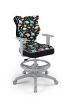 Entelo, Duo, krzesło biurowe z podnóżkiem i podłokietnikami, wzrost 159-188 cm, dinozaury
