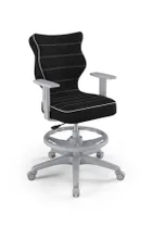 Entelo, Duo, krzesło młodzieżowe z podnóżkiem i podłokietnikami, wzrost 146-176,5 cm, czarne