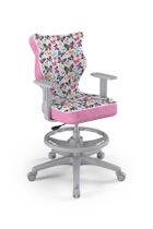 Entelo, Duo, krzesło młodzieżowe z podnóżkiem i podłokietnikami, wzrost 146-176,5 cm, motylki