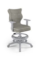 Entelo, Duo, krzesło młodzieżowe z podnóżkiem i podłokietnikami, wzrost 146-176,5 cm, szare