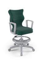 Entelo, Norm, krzesło młodzieżowe z podnóżkiem i podłokietnikami, wzrost 146-176,5 cm, zielone