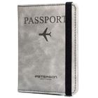 Etui na paszport, szare, skóra ekologiczna, Peterson