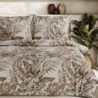 Eurofirany, komplet pościeli satynowej, Spring, 140-200 cm, ciemnobeżowy