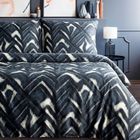 Eurofirany, komplet pościeli satynowej, Spring, 220-200 cm, ciemnogranatowy