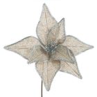 Eurofirany, kwiat świąteczny dekoracyjn, 32-40 cm, beżowy