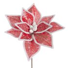 Eurofirany, kwiat świąteczny dekoracyjny, 30-39 cm, czerwony