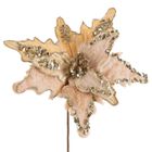 Eurofirany, kwiat świąteczny dekoracyjny, 30-40 cm, beżowy