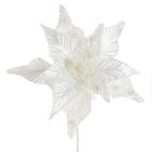 Eurofirany, kwiat świąteczny dekoracyjny, 30-40 cm, biały