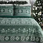 Eurofirany, świąteczny komplet pościeli, Clover, 220-200 cm, ciemnozielony