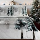 Eurofirany, świąteczny komplet pościeli, Forest, 140-200 cm, jasnoszary