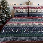 Eurofirany, świąteczny komplet pościeli, Skandy, 160-200 cm, granatowy
