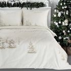 Eurofirany, świąteczny komplet pościeli, Snowflake, 220-200 cm, beżowy