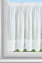 Eurofirany, zasłona gotowa, Roses, na taśmie, 150-90 cm, biały