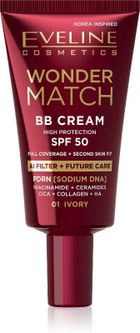 Eveline, Wonder Match, krem BB z SPF50, 01 Ivory, 30 ml