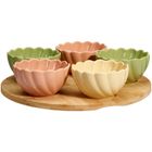 Excellent Houseware, 5 miseczek na przekąski kwiatki na bambusowej tacy