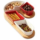 Excellent Houseware, miseczki na przekąski, na tacy, ceramiczne, 5 elementów