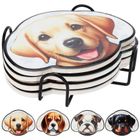 Excellent Houseware, podstawki pod kubek, w stojaku, pies, 4 szt.