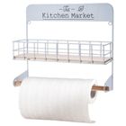 Excellent Houseware, wieszak na ręcznik papierowy z półką, metalowy biały