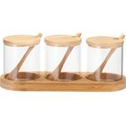 Excellent Houseware, Yulea, słoiczki na przyprawy, na bambusowej podstawce, 8,5 cm, 3 szt.