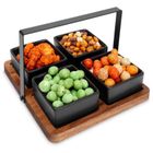 Excellent Housware, zestaw miseczek ceramicznych na tacy, do przekąsek