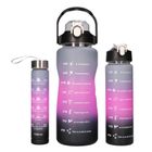 Extralink, bidon motywacyjny, zestaw 3w1, różowo-czarny, 2000 ml+900 ml+300 ml