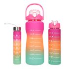 Extralink, bidon motywacyjny, zestaw 3w1, różowo-pomarańczowy, 2000 ml+900 ml+300 ml