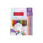 Faber-Castell, kredki sześciokątne, jednorożec, 18 kolorów + 6 kolorów pastelowych + naklejki