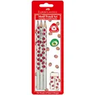 Faber-Castell, ołówki trójkątne + gumka, biedronka, 3 szt.