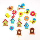 Fandy, naklejki piankowe, ptaszki, kwiatki i budki