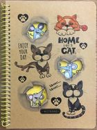 Fresh, kołonotatnik A5, 80 kartek, kratka, kraft, Koty i myszy, 1 szt.