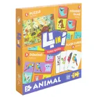 Funny Gamers, Animal, zestaw 4w1, puzzle + memory + domino + fiszki, 124 elementy