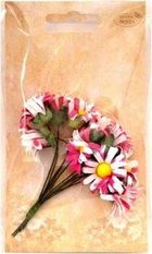 Galeria Hobby, margerytki materiałowe, różowo-białe, 2 cm, 12 szt.