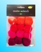 Galeria Hobby, pompony akrylowe, czerwono-różowe, 40 mm, 12 szt.