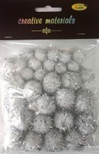 Galeria Hobby, pompony glitter, srebrne, 15-25mm, 30 szt.
