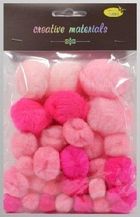 Galeria Hobby, pompony tonacyjne różowe, 15-40 mm, 30 szt.