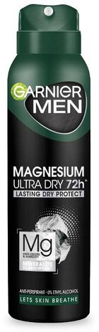 Garnier, Men, dezodorant, spray, Magnesium Ultra Dry, 72h, lasting dry protect, 150 ml