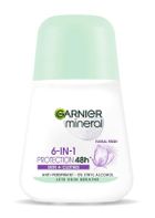 Garnier, Mineral, dezodorant roll-on, 6in1 Protection 48h floral Fresh, skin+clothes, 50 ml