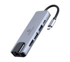 Gembird, adapter wieloportowy, USB-C, 5w1, PD, HDMI, USB 3.1, USB 2.0, LAN