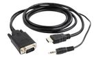 Gembird, konwerter HDMI do VGA, mini jack, 1,8m, czarny