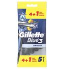 Gillette, Blue 3 Smooth, jednorazowe maszynki do golenia dla mężczyzn, 5 szt.