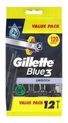 Gillette, Blue 3 Smooth, maszynka do golenia dla mężczyzn, 12 szt.