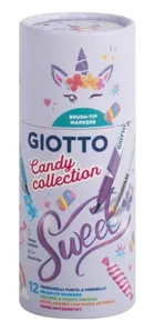 Giotto, Turbo Soft Brush, flamastry, Candy Collection, 12 kolorów