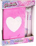 Girabrilla, pamiętnik cekinowy, różowy z sercem