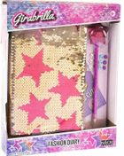 Girabrilla, pamiętnik cekinowy, złoto różowe gwiazdy