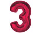 GoDan, balon foliowy, cyfra 3, czerwona, Smart, 92 cm