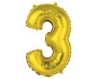 Godan, balon foliowy, cyfra 3, złoty, 35 cm