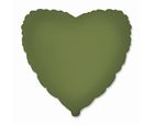 Godan, balon foliowy, serce matowe, olive green, 46 cm