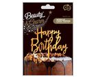GoDan, dekoracja akrylowa B&C na tort, Happy Birthday, złota, 14-10 cm