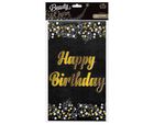 GoDan, obrus foliowy, Beauty&Charm, Happy Birthday, czarny 137-183 cm