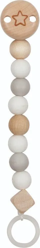 Goki, łańcuszek do smoczka, gwiazdka biel i szarość baby